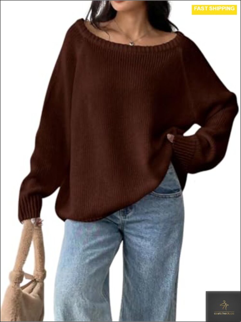 Off The Shoulder Sweater Oversized Chunky Knit Pullover Long Sleeve Loose Fit